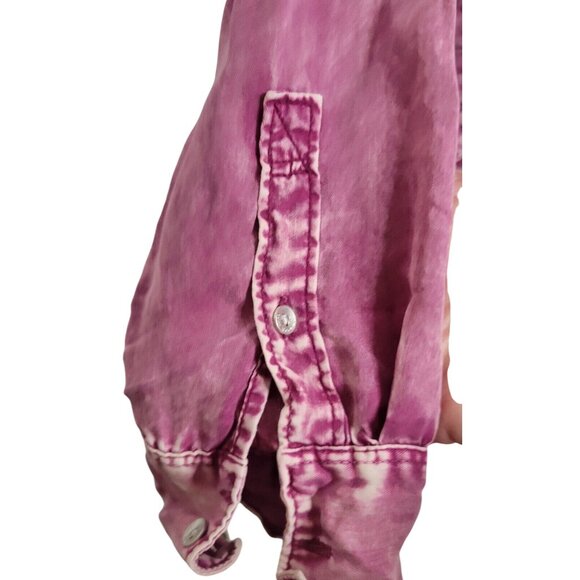 Calvin Klein Jeans XS Purple Tie-Dye Button-Up Shirt Long Sleeve Womens Casual T - Picture 2 of 6